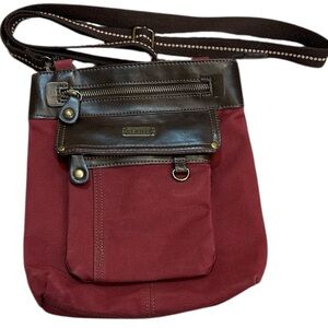 Chala Crossbody with detachable mini bag Burgundy and Brown Adjustable Strap